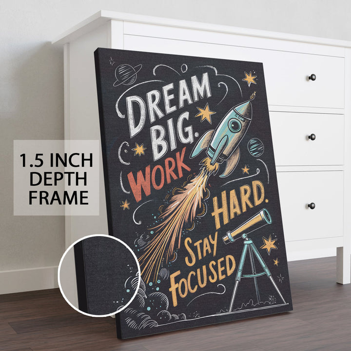 Dream Big, Hustle Hard Wall Art Painting, HD Canvas Print, Framed, Ready to Hang. (MOWA95)