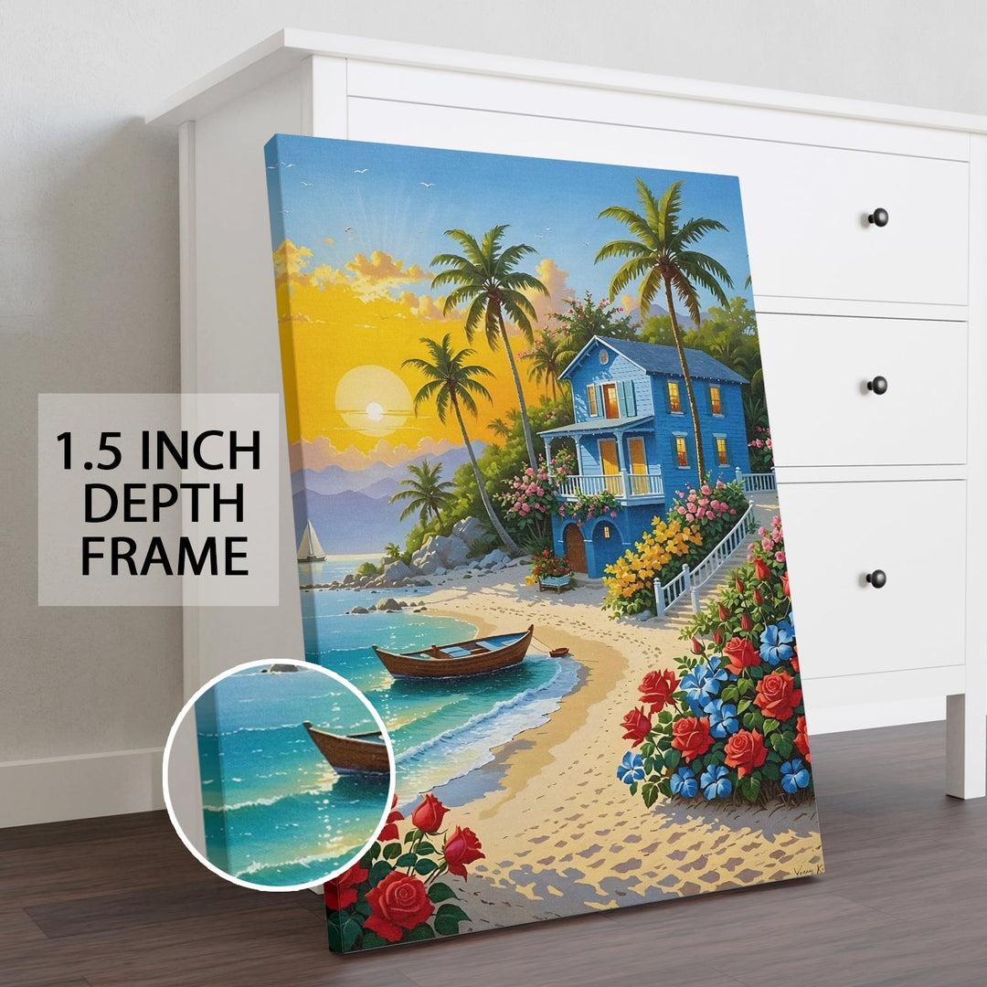 Paradise Retreat Wall Art Painting, HD Canvas Print, Framed, Ready to Hang. (POMWA31)