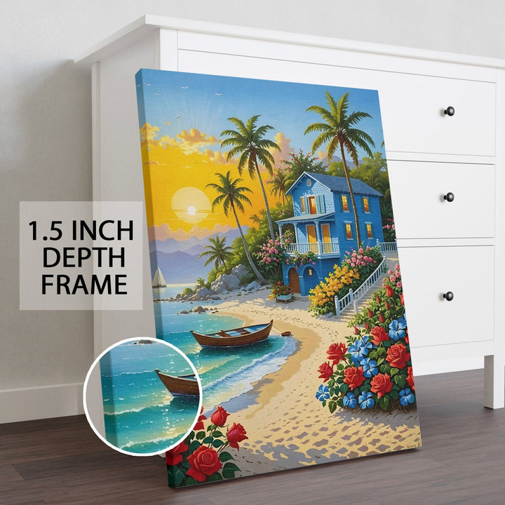 Paradise Retreat Wall Art Painting, HD Canvas Print, Framed, Ready to Hang. (POMWA31)