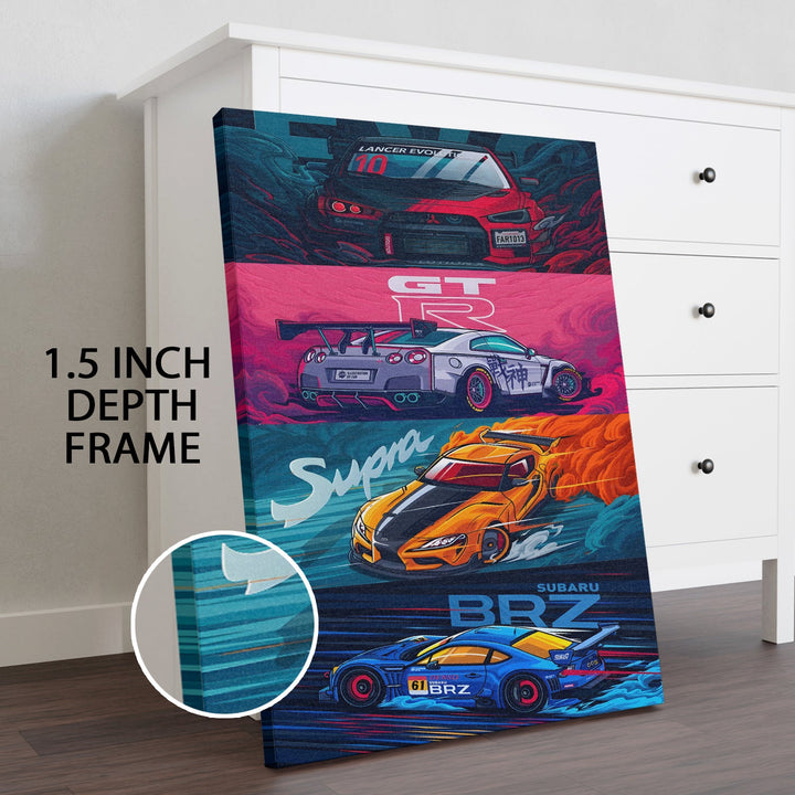 JDM Street Legends Wall Art Painting, HD Canvas Print, Framed, Ready to Hang. (POMWA224)