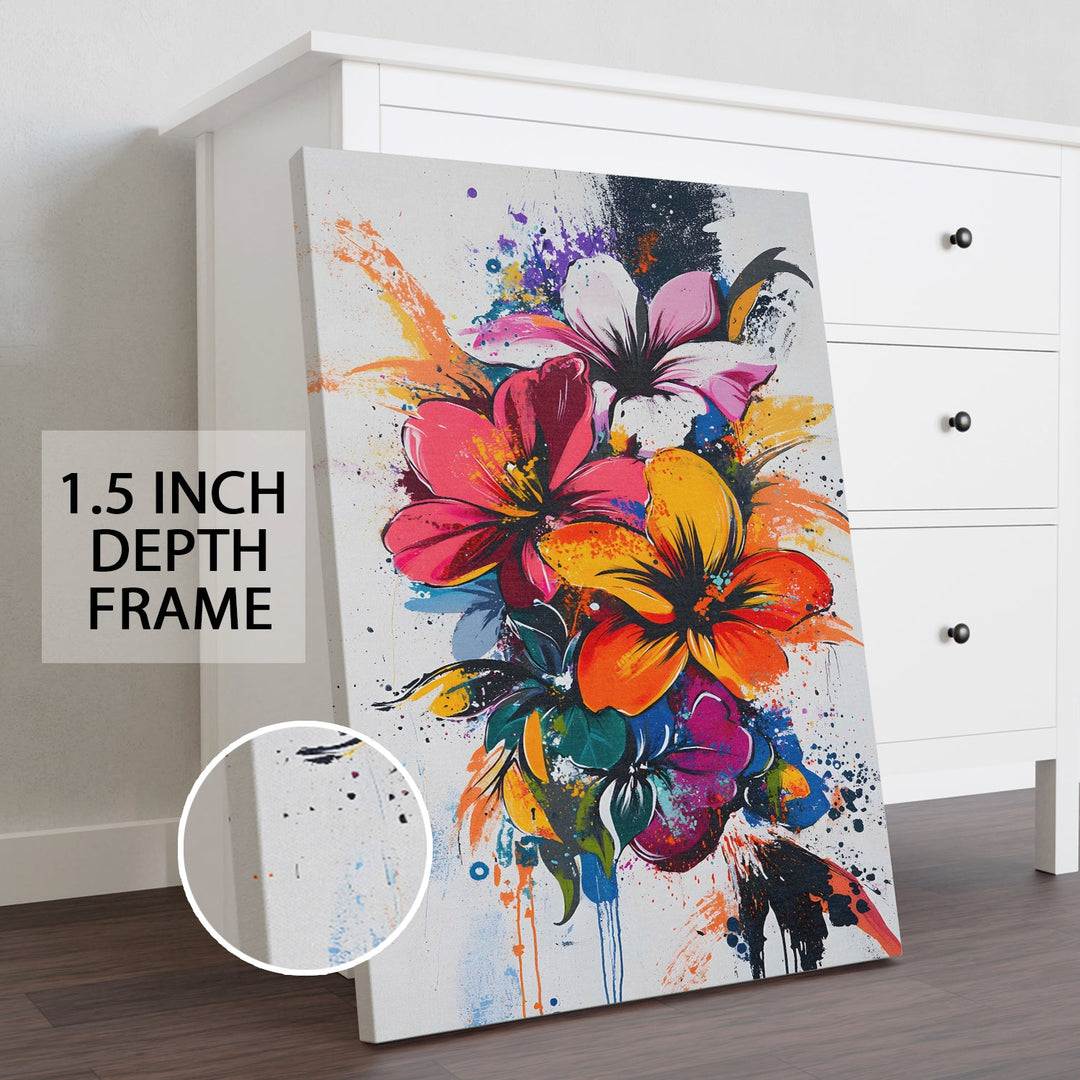 Floral Explosion Wall Art Painting, HD Canvas Print, Framed, Ready to Hang. (AMWA44)