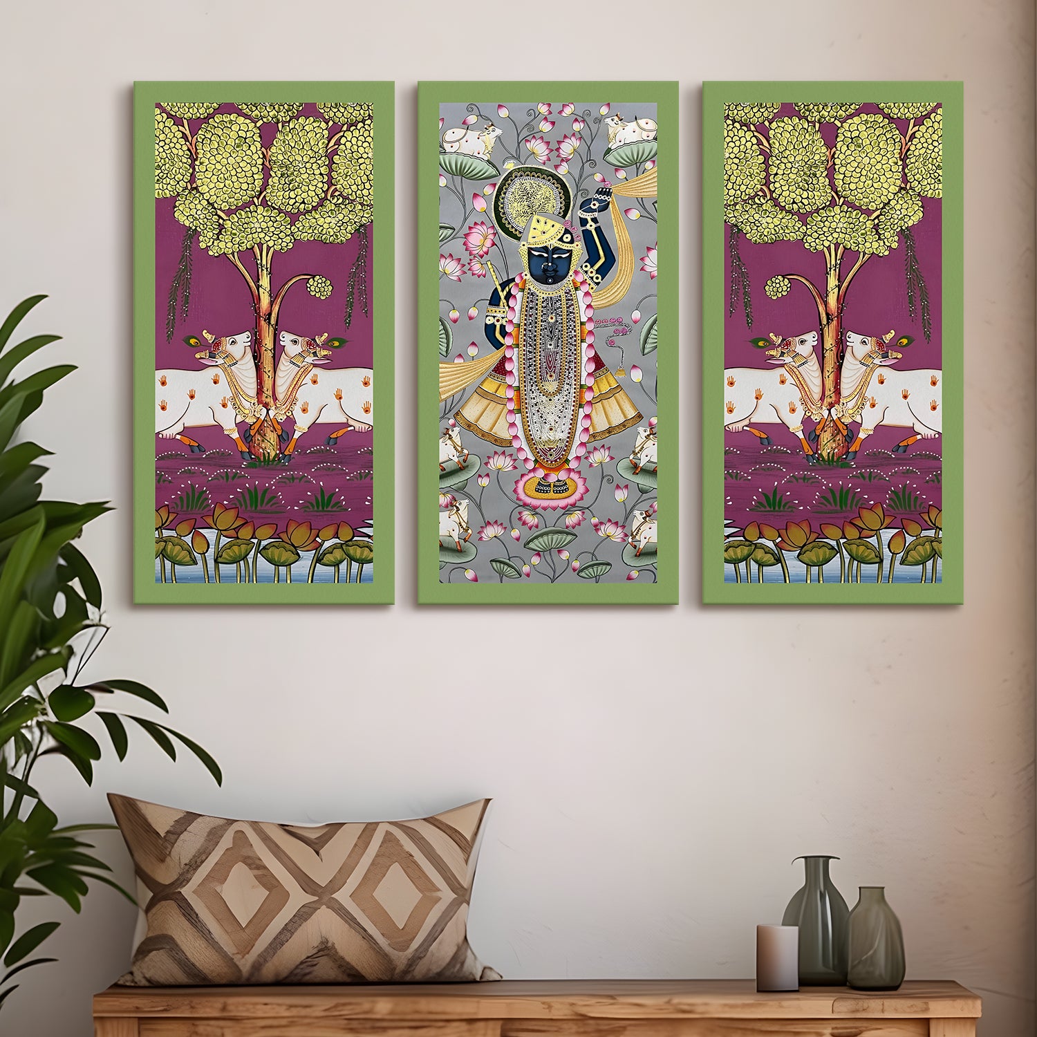 Elegant Pichwai Shreenath Ji Canvas Painting - Traditional Indian Art ...