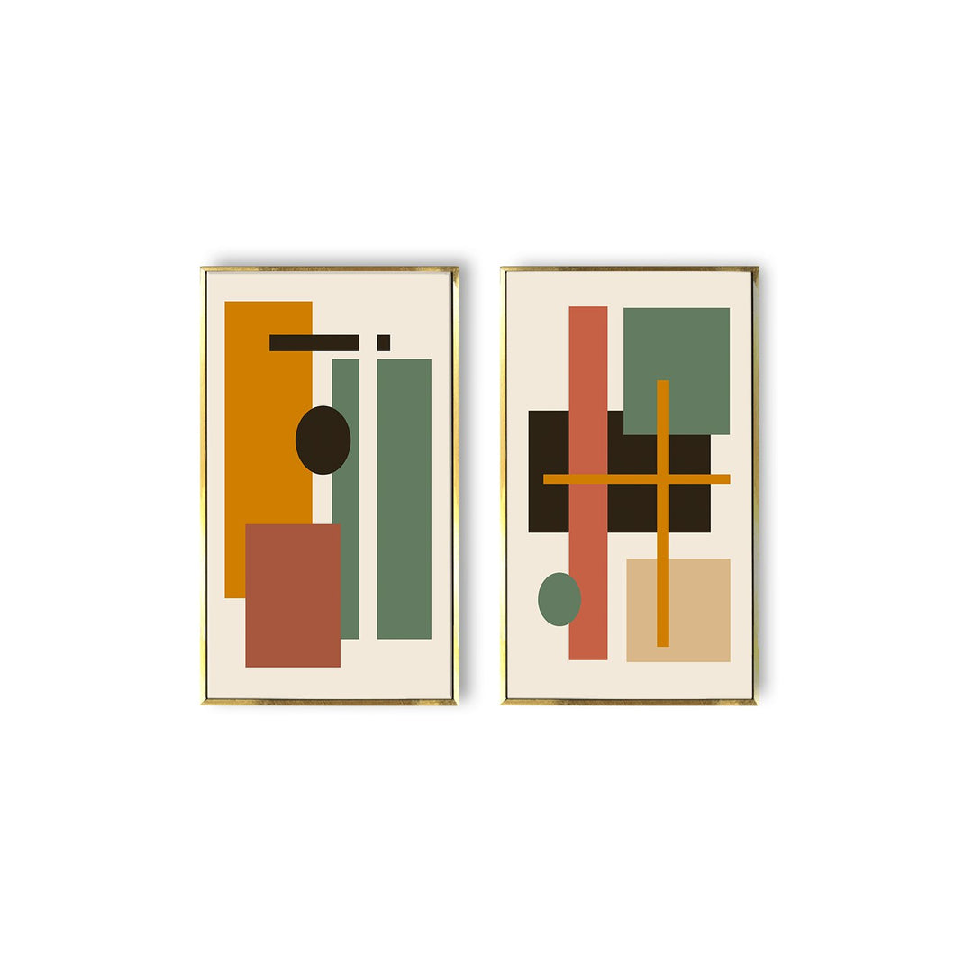 Abstract Geometric mid-century modern wall art For Living Room Wall decoration