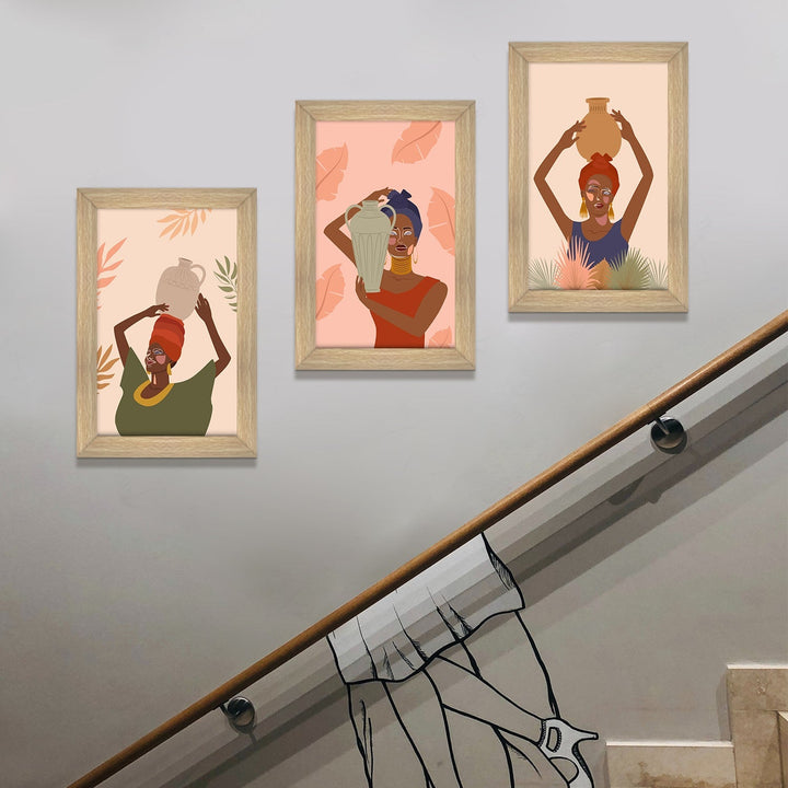 Africa Women silhouettes Wall Art Canvas Painting Framed For Living Room Wall Decoration