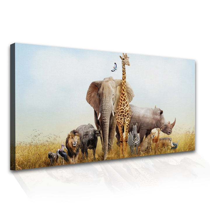 Amazing Wildlife Wall Art. Large Canvas Framed Digital Reprints of Jungle, Wildlife, Animals and Birds. Ready To Hang. Size: 24 Inch x 48 Inch (WBWA26)