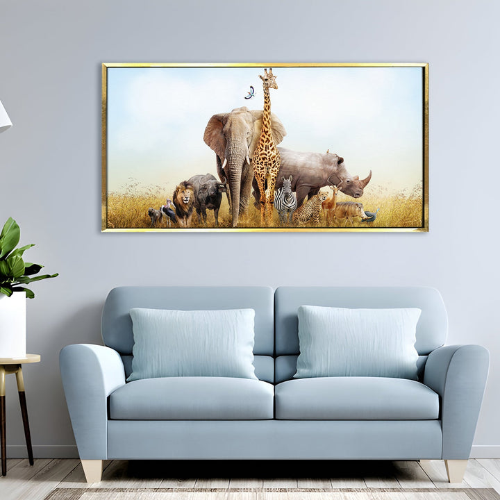 Amazing Wildlife Wall Art. Large Canvas Framed Digital Reprints of Jungle, Wildlife, Animals and Birds. Ready To Hang. Size: 24 Inch x 48 Inch (WBWA26)
