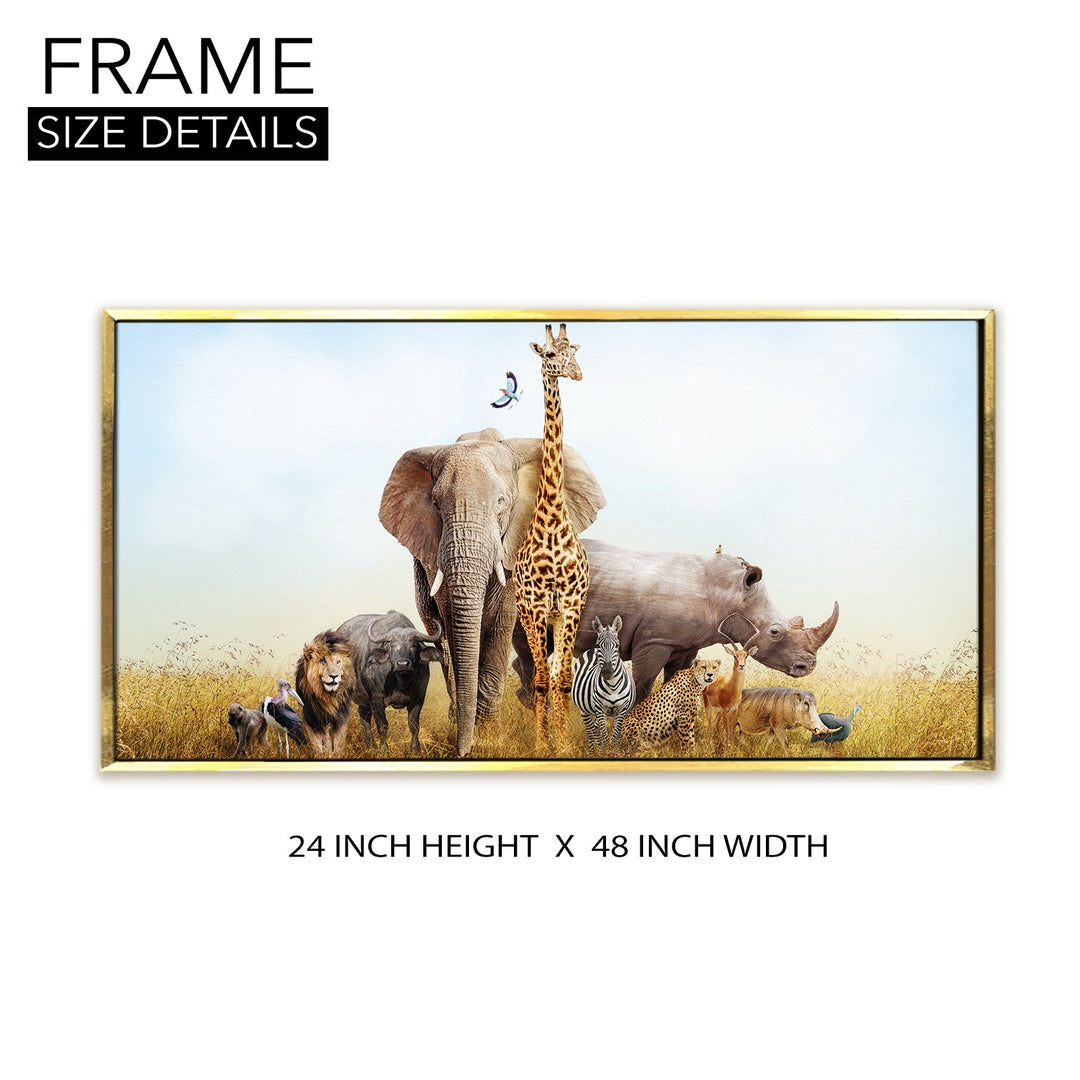 Amazing Wildlife Wall Art. Large Canvas Framed Digital Reprints of Jungle, Wildlife, Animals and Birds. Ready To Hang. Size: 24 Inch x 48 Inch (WBWA26)