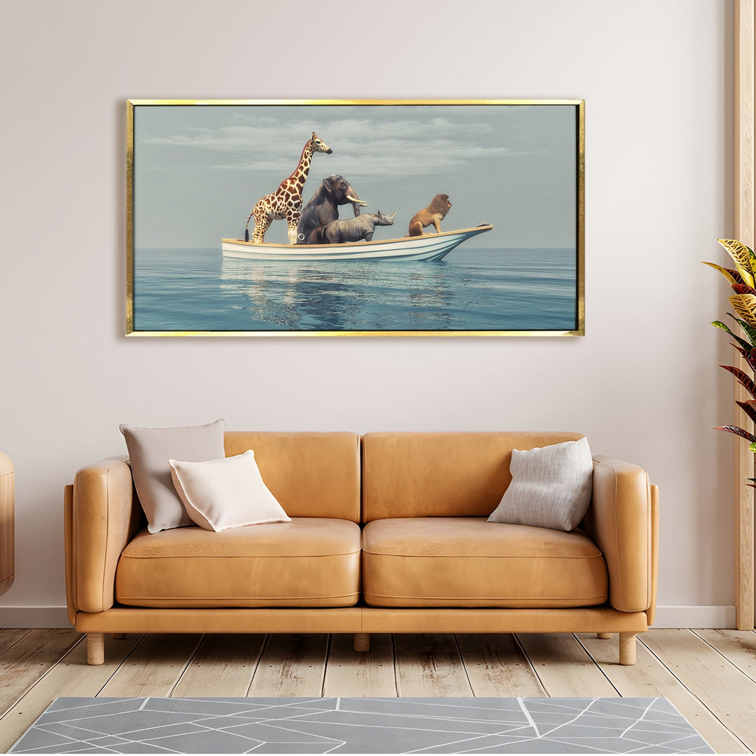 Amazing Wildlife Wall Art. Large Canvas Framed Digital Reprints of Jungle, Wildlife, Animals and Birds. Ready To Hang. Size: 24 Inch x 48 Inch (WBWA34)