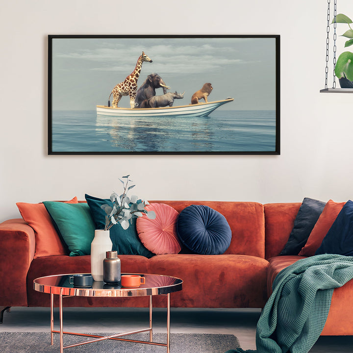 Amazing Wildlife Wall Art. Large Canvas Framed Digital Reprints of Jungle, Wildlife, Animals and Birds. Ready To Hang. Size: 24 Inch x 48 Inch (WBWA34)