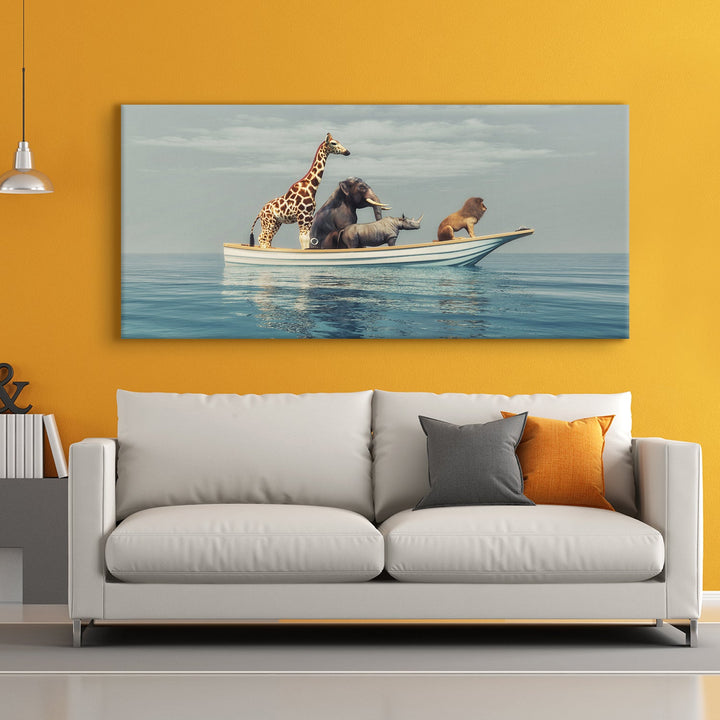 Amazing Wildlife Wall Art. Large Canvas Framed Digital Reprints of Jungle, Wildlife, Animals and Birds. Ready To Hang. Size: 24 Inch x 48 Inch (WBWA34)