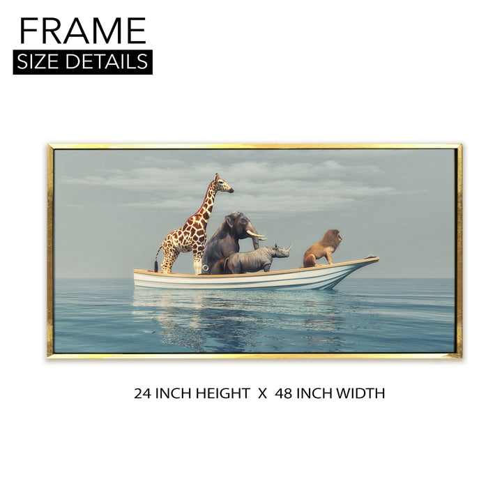 Amazing Wildlife Wall Art. Large Canvas Framed Digital Reprints of Jungle, Wildlife, Animals and Birds. Ready To Hang. Size: 24 Inch x 48 Inch (WBWA34)