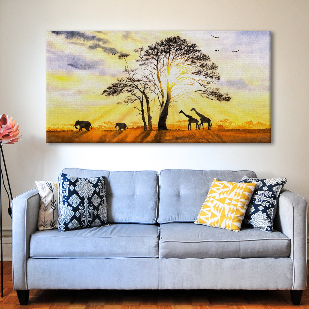 Amazing Wildlife Wall Art. Large Canvas Framed Digital Reprints of Jungle, Wildlife, Animals and Birds. Ready To Hang. Size: 24 Inch x 48 Inch (WBWA42)