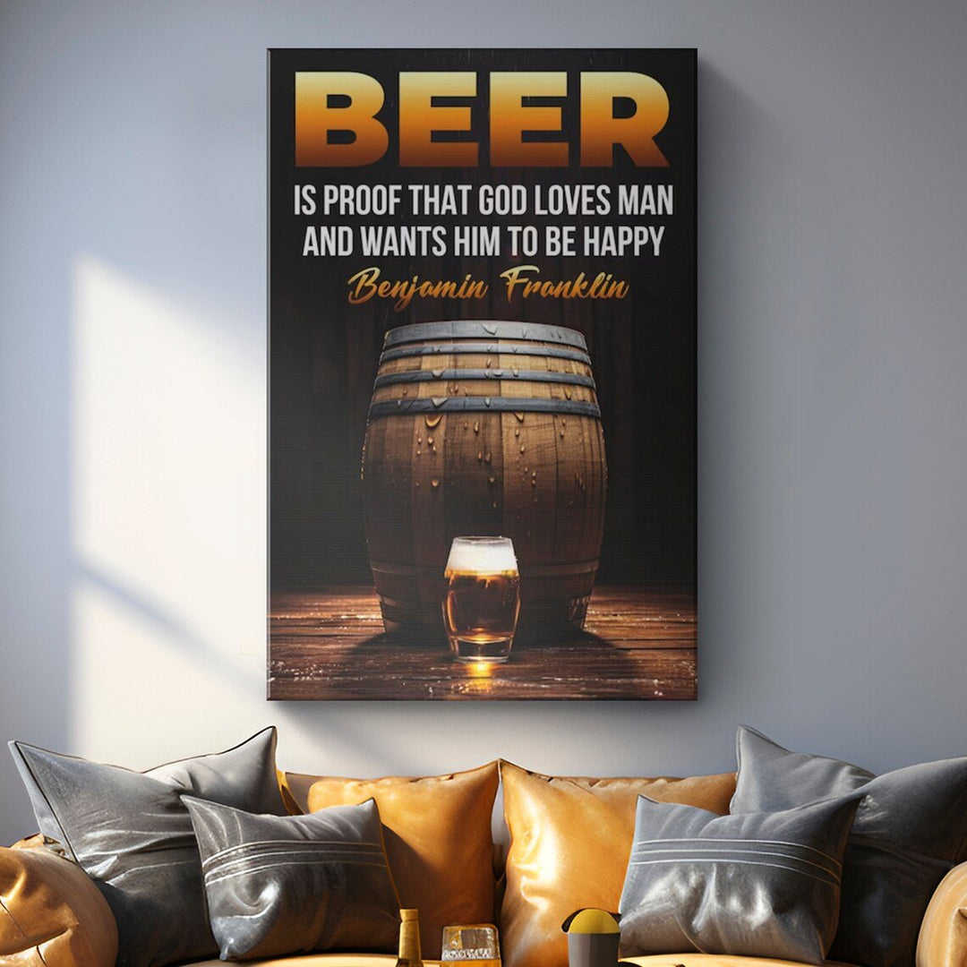 Bar Poster on Canvas, Framed, Large Size. For Cafes, Bars, Restaurants