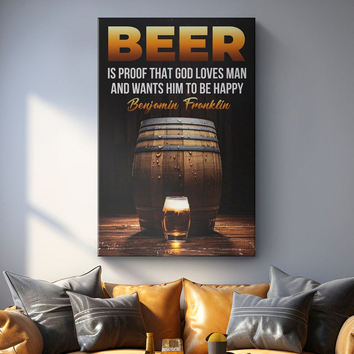 Bar Poster on Canvas, Framed, Large Size. For Cafes, Bars, Restaurants