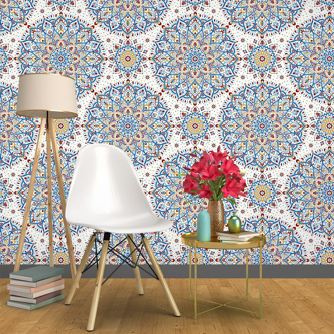 Blue and gold luxury floral Self Adhesive Turkish Wallpaper