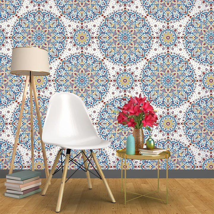 Blue and gold luxury floral Self Adhesive Turkish Wallpaper