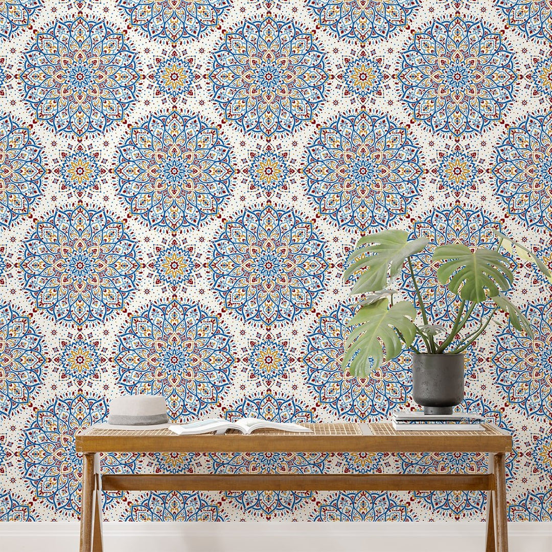 Blue and gold luxury floral Self Adhesive Turkish Wallpaper