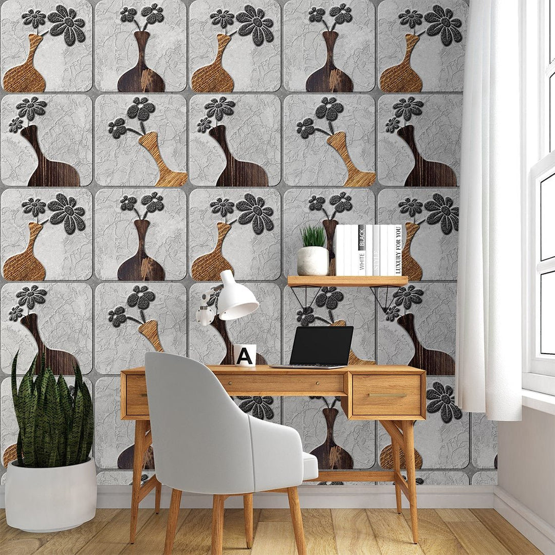 Brown Color Stone Wallpaper for Home and Office Wall Decoration