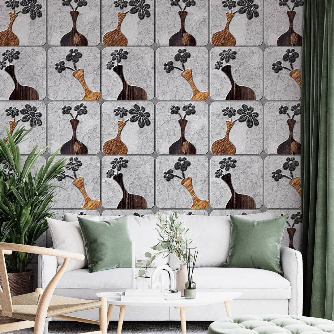 Brown Color Stone Wallpaper for Home and Office Wall Decoration