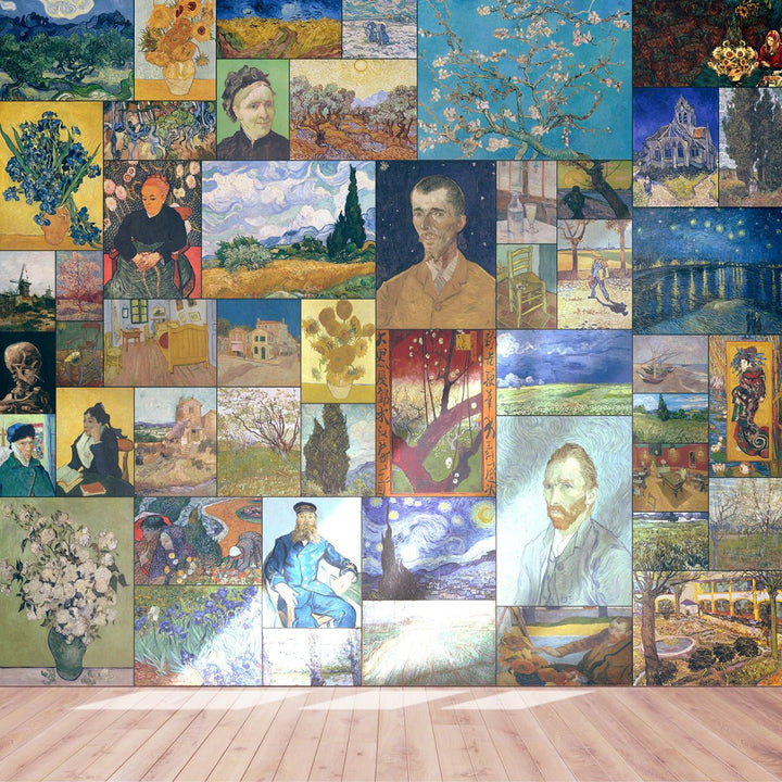 Collage Wallpaper Featuring Famous Van Gogh Paintings