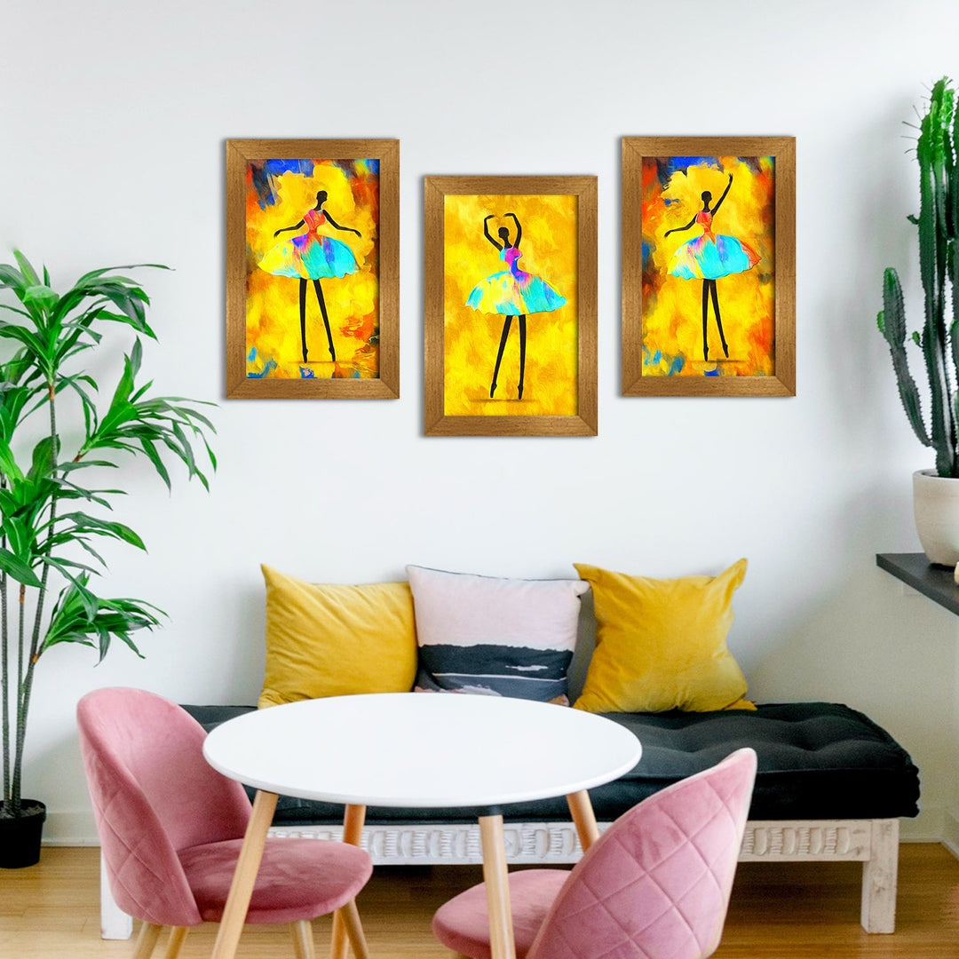 Dancing Ballerina African Canvas Painting Framed For Living Room and Hotels Wall Decoration