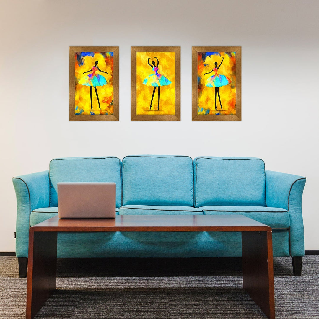 Dancing Ballerina African Canvas Painting Framed For Living Room and Hotels Wall Decoration