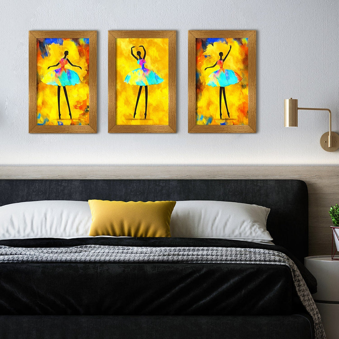Dancing Ballerina African Canvas Painting Framed For Living Room and Hotels Wall Decoration