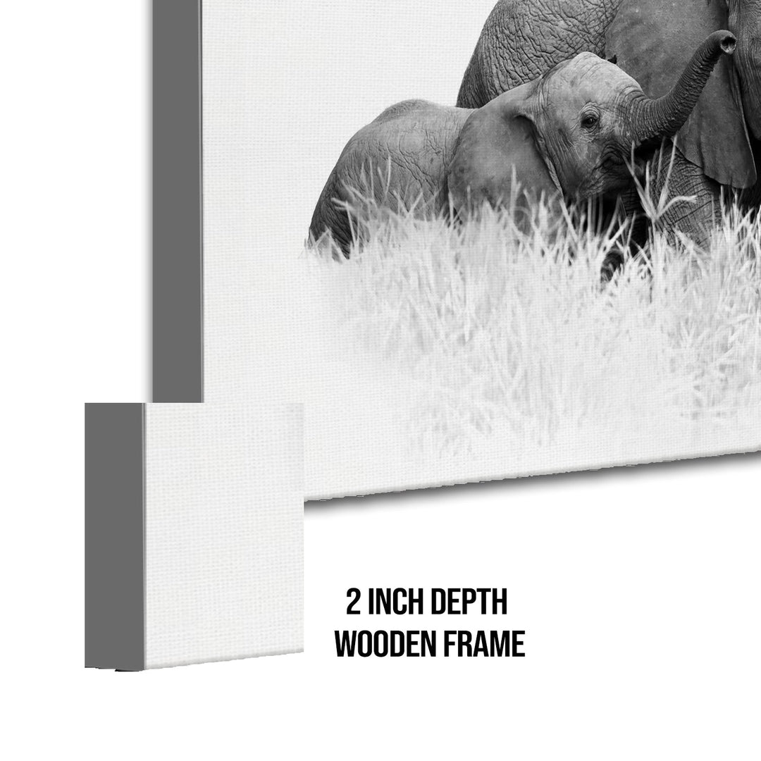 Elephant Vastu Wildlife Canvas Wall Painting Framed 24 x 48 Inch