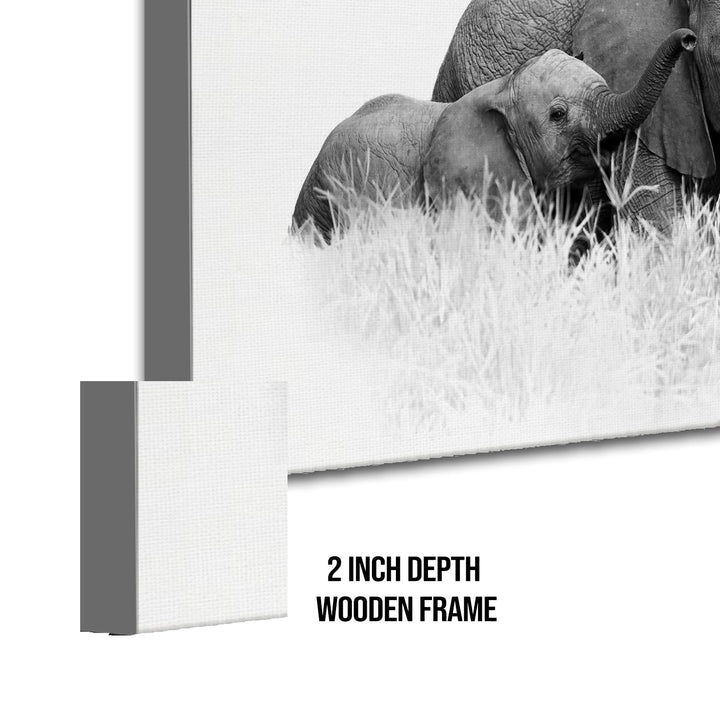 Elephant Vastu Wildlife Canvas Wall Painting Framed 24 x 48 Inch