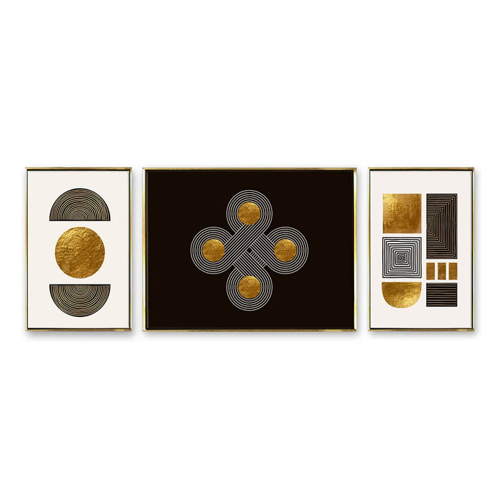 Fashionable modern Gold Circle- Luxury Canvas Painting (3_Panels)
