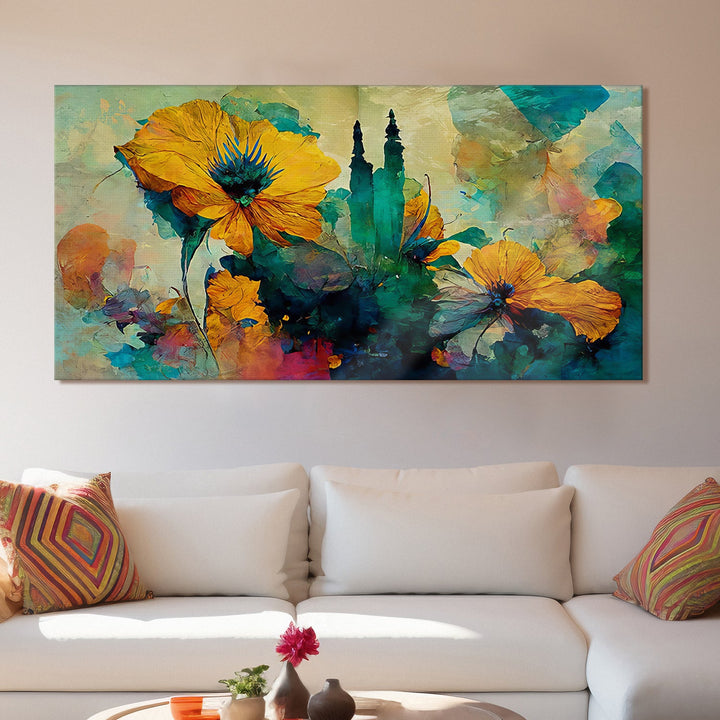 Floral Wall Art Canvas Painting For Restaurants and Cafe Wall decoration