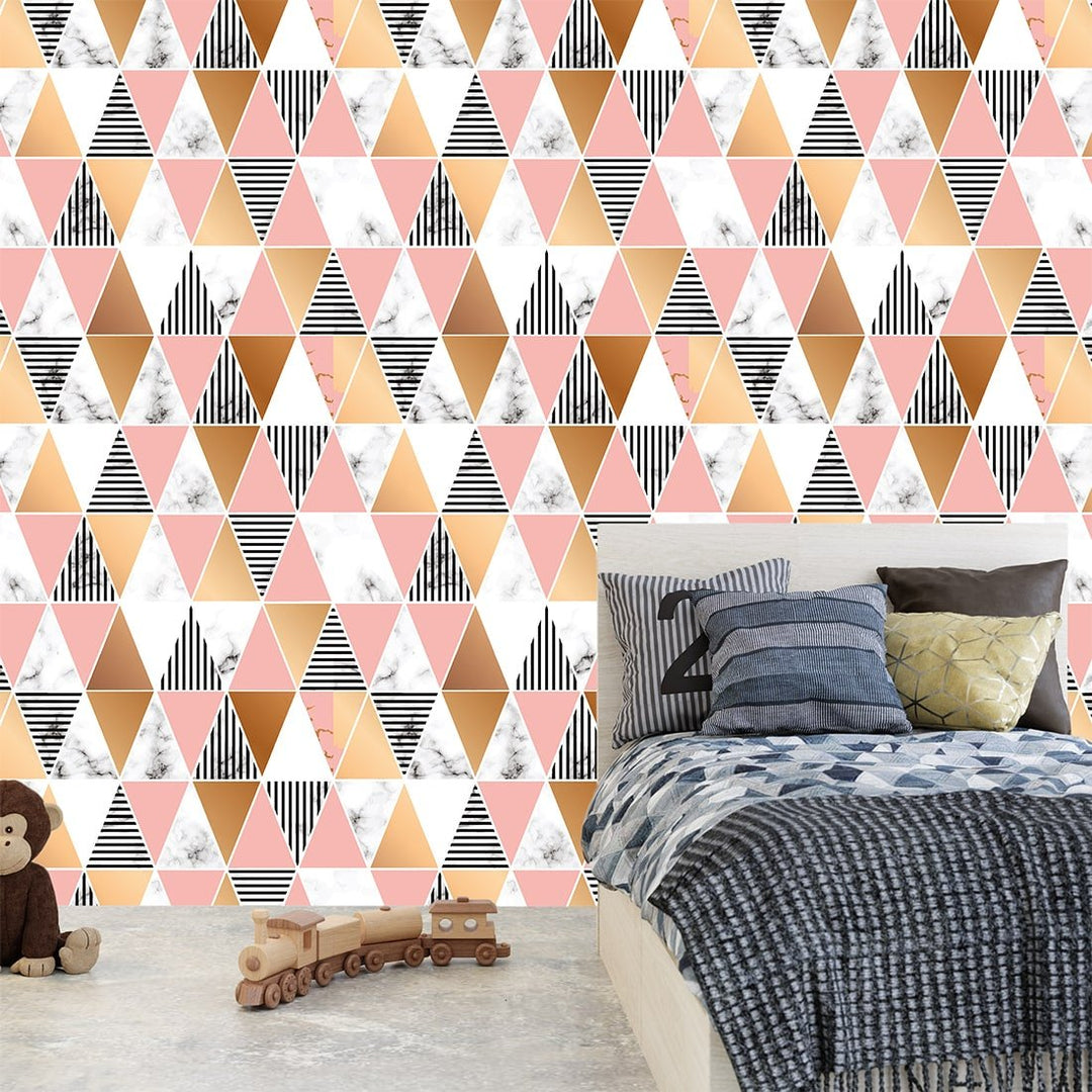 Geometric Triangles Shapes Stone wallpaper for Living Room Wall Decoration