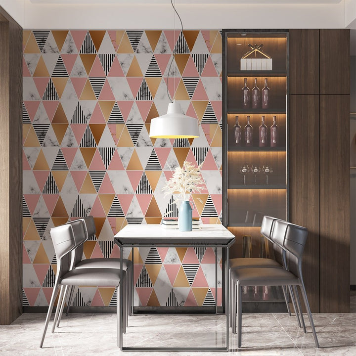 Geometric Triangles Shapes Stone wallpaper for Living Room Wall Decoration