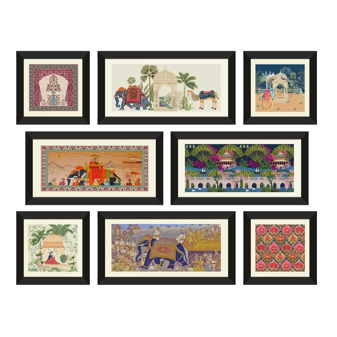 Indian Ethnic Mughal Painting Framed For Living Room Wall Decoration.