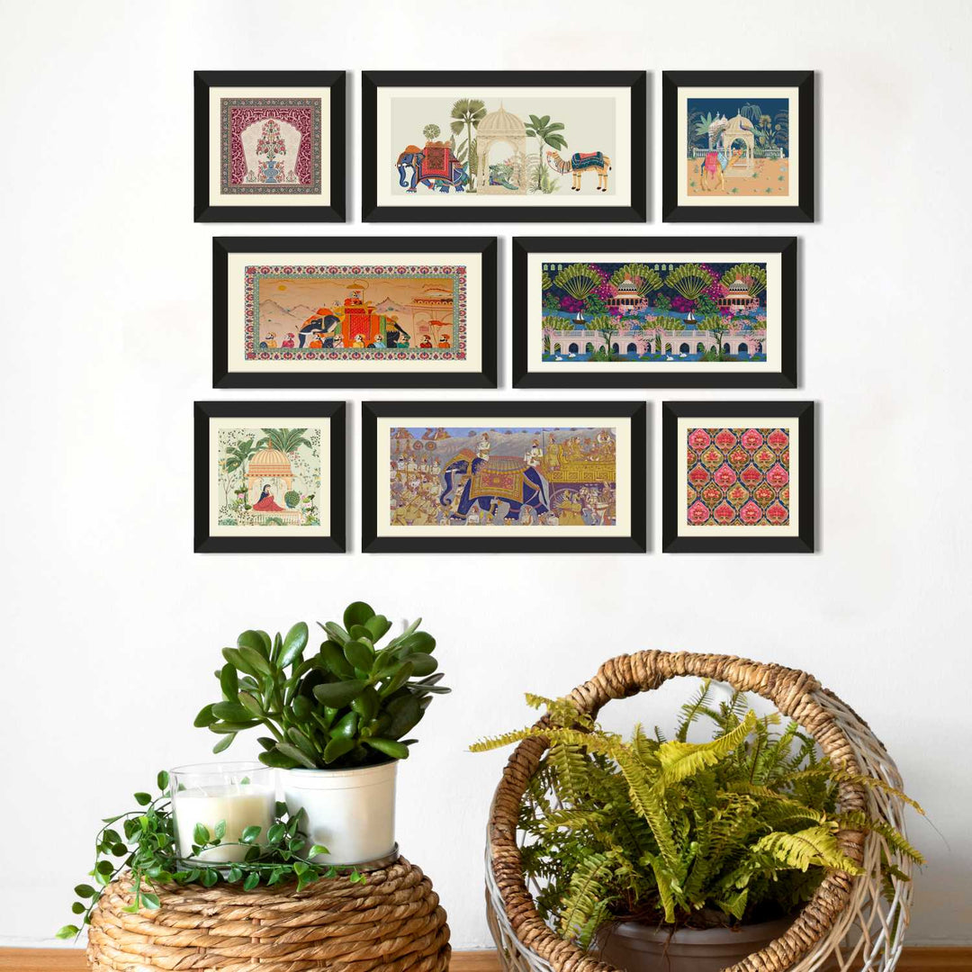 Indian Ethnic Mughal Painting Framed For Living Room Wall Decoration.
