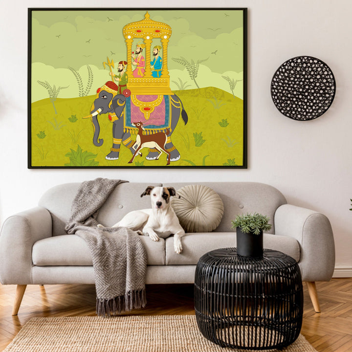 Indian Ethnic Traditional Wall Art Large Size Canvas Painting For Home and Hotels Wall Decoration. (ETHWA03)