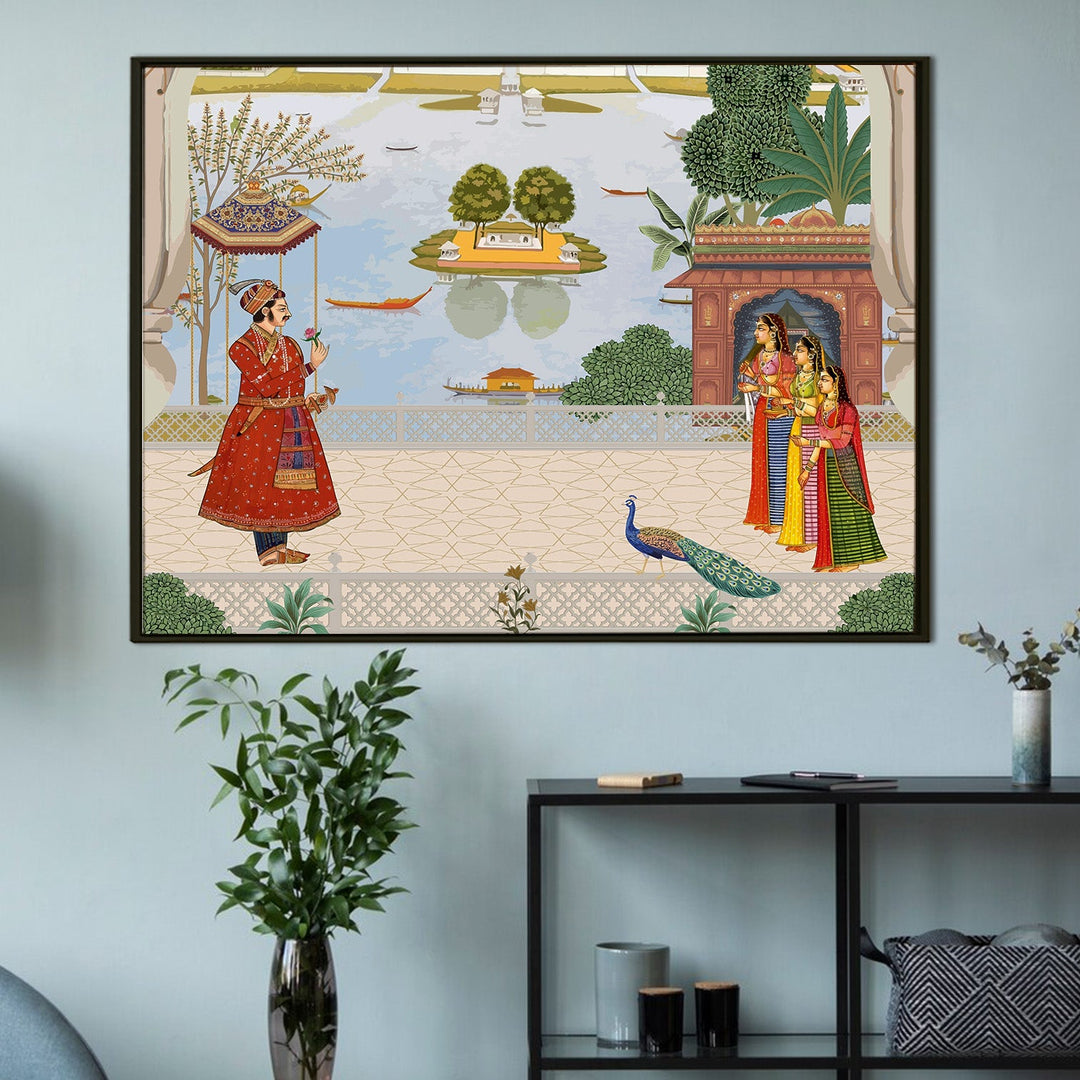 Indian Ethnic Traditional Wall Art Large Size Canvas Painting For Home and Hotels Wall Decoration. (ETHWA14)