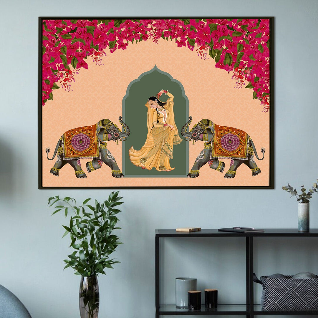 Indian Ethnic Traditional Wall Art Large Size Canvas Painting For Home and Hotels Wall Decoration. (ETHWA16)