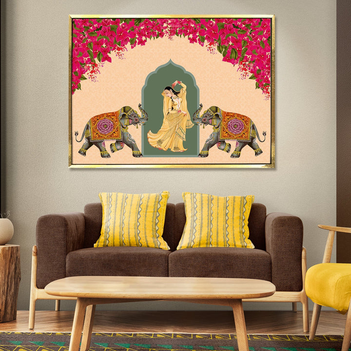 Indian Ethnic Traditional Wall Art Large Size Canvas Painting For Home and Hotels Wall Decoration. (ETHWA16)