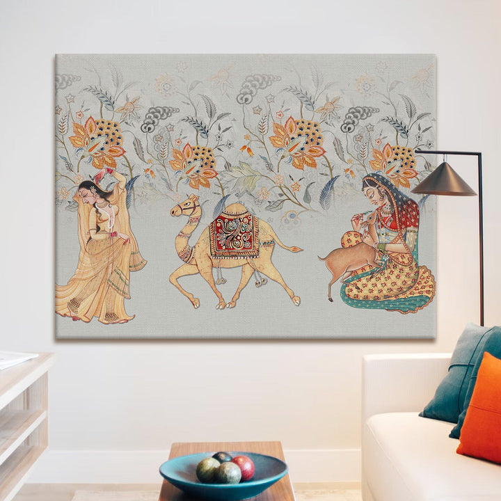 Indian Ethnic Traditional Wall Art Large Size Canvas Painting For Home and Hotels Wall Decoration. (ETHWA17)