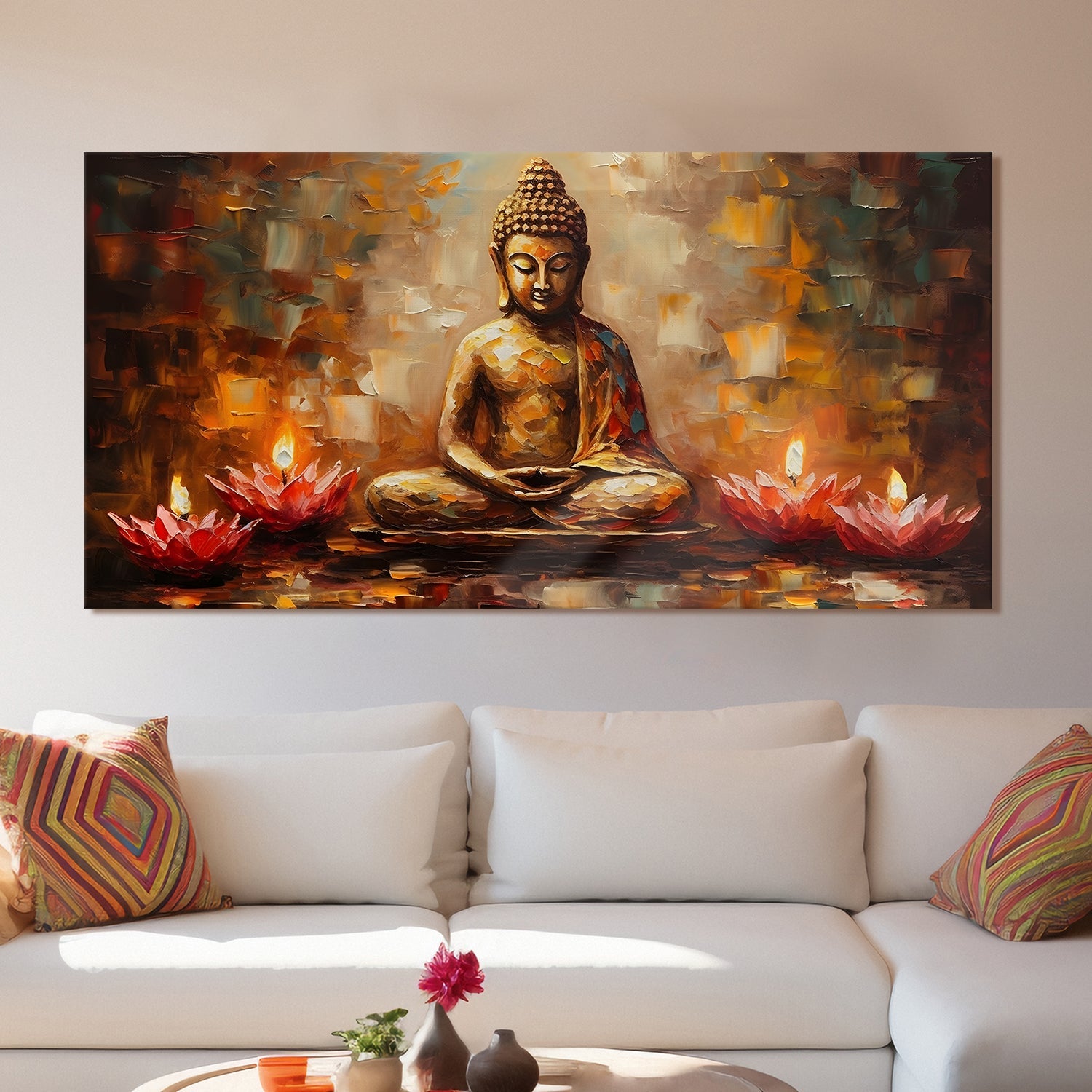 Serene Retreat: Lord Buddha Wall Art Paintings for Bedroom Decor ...