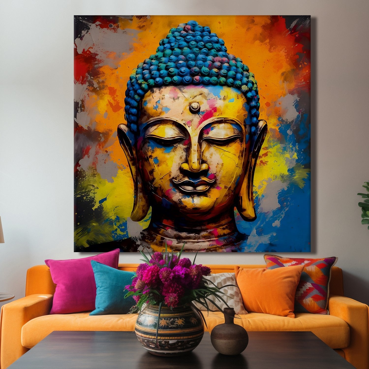 Serene Wisdom: Lord Buddha Wall Art Paintings for Home and Office Decor ...