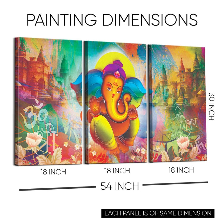 Lord Ganesha Canvas Painting Framed For Home and office Wall Decoration