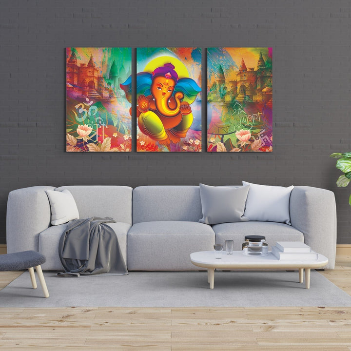 Lord Ganesha Canvas Painting Framed For Home and office Wall Decoration