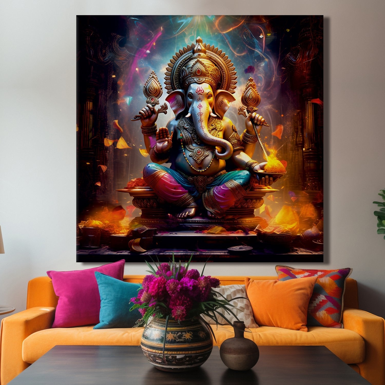 Divine Blessings: Lord Ganesha Canvas Painting For Home And Office 