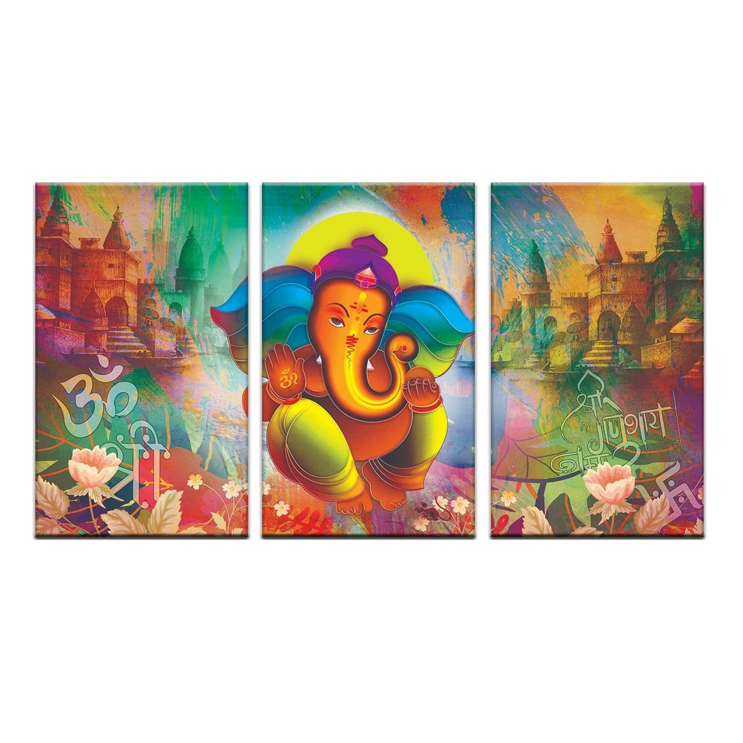 Lord Ganesha Canvas Painting Framed For Home and office Wall Decoration