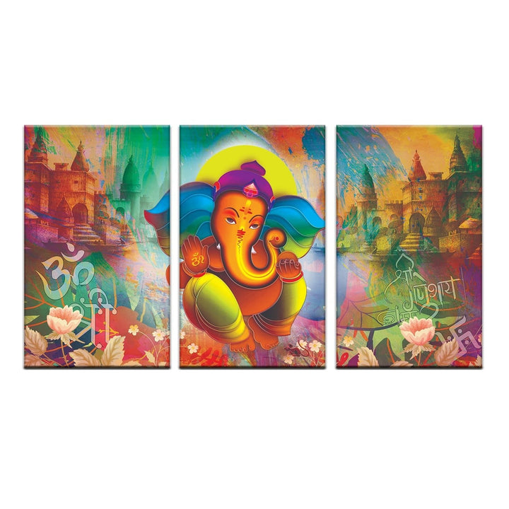 Lord Ganesha Canvas Painting Framed For Home and office Wall Decoration