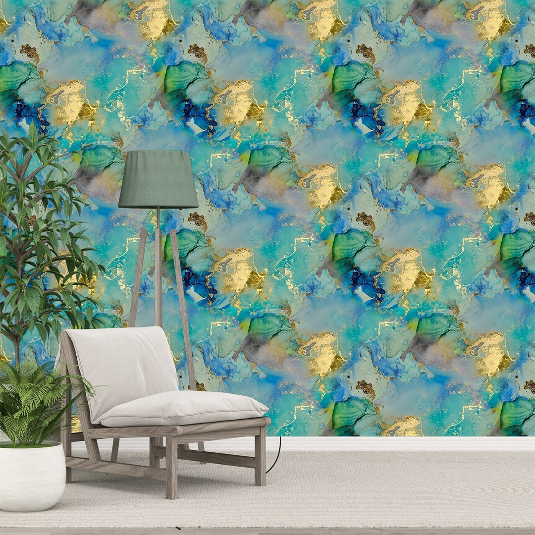 Luxury Blue and green Marble Wallpaper for living Rooms
