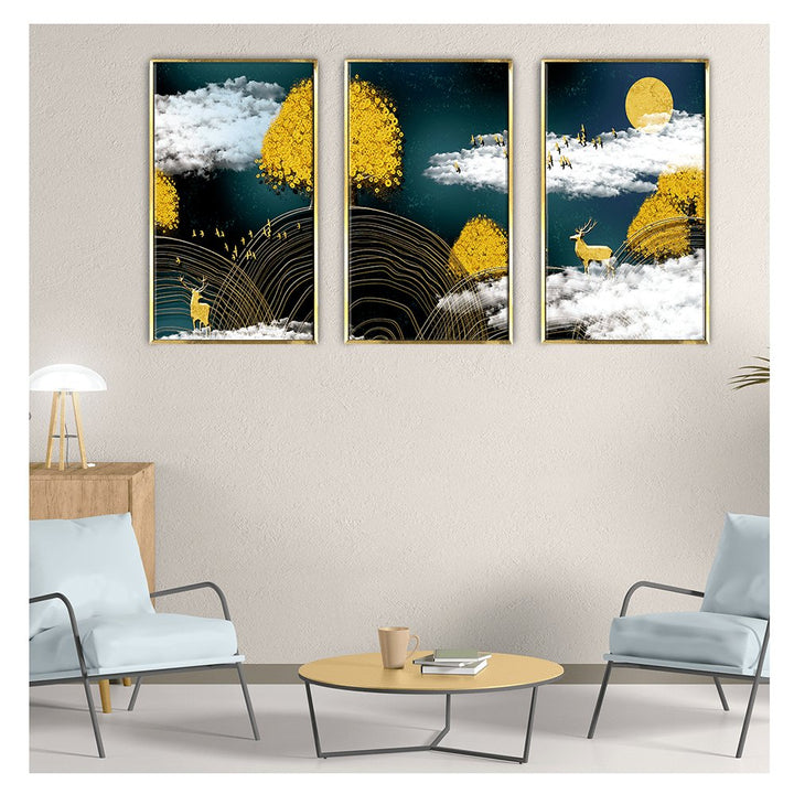 Luxury High End Deer Canvas Painting Framed For Living Room Wall Decoration