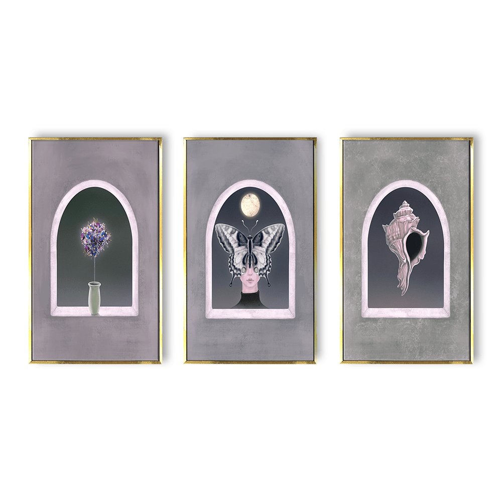 Modern Woman with Butterfly Canvas Painting Framed For Living Room Wall Decoration